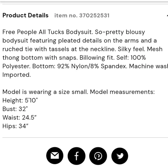 Free People Intimately All Tucks Bodysuit in Salt Marsh Sz Large - Picture 16 of 16